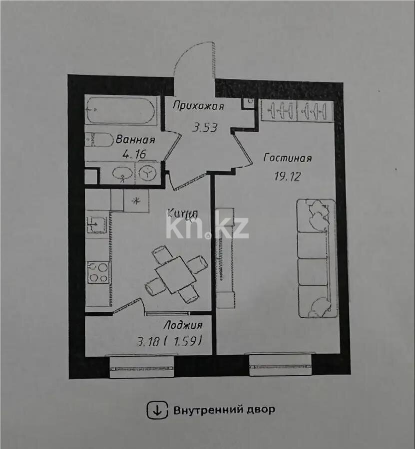 Продажа 1-комнатной квартиры, 38.6 м² в Астане