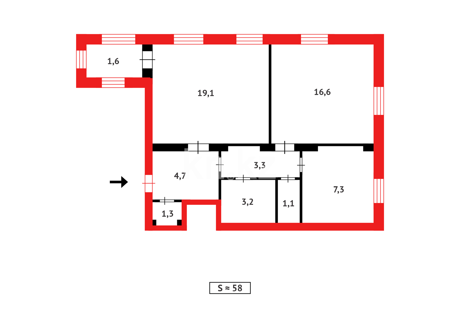 Продажа 2-комнатной квартиры, 58 м² в Караганде - фото 10