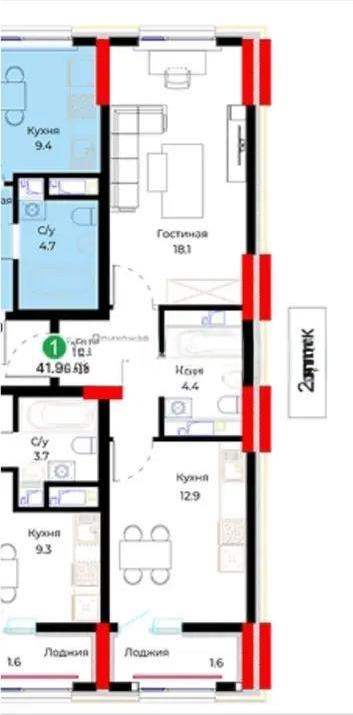 Продажа 2-комнатной квартиры, 40 м² в Астане