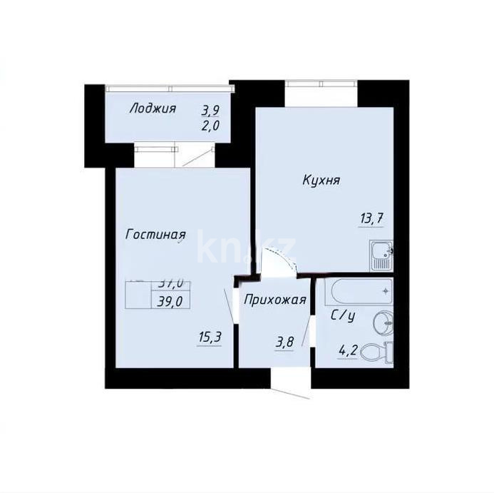 Продажа 1-комнатной квартиры, 39 м² в Астане