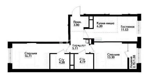 Продажа 3-комнатной квартиры, 66.5 м², ул. Толе би, дом  290/1 в Алматы