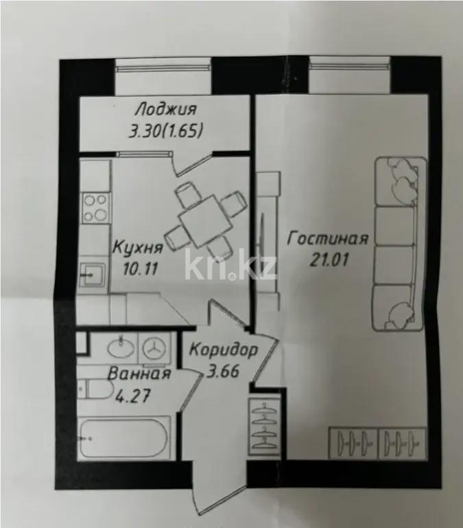 Продажа 1-комнатной квартиры, 40.5 м² в Астане