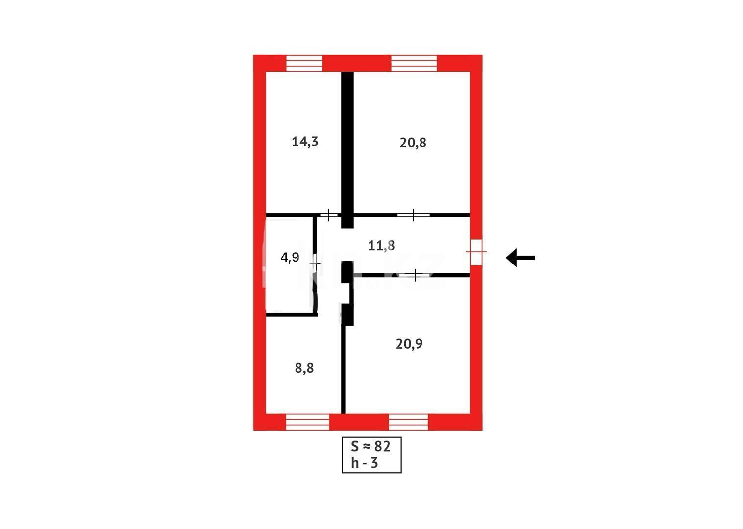 Продажа 3-комнатной квартиры, 81.5 м², ул. Шахтёрская, дом  32а в Сарани - фото 17