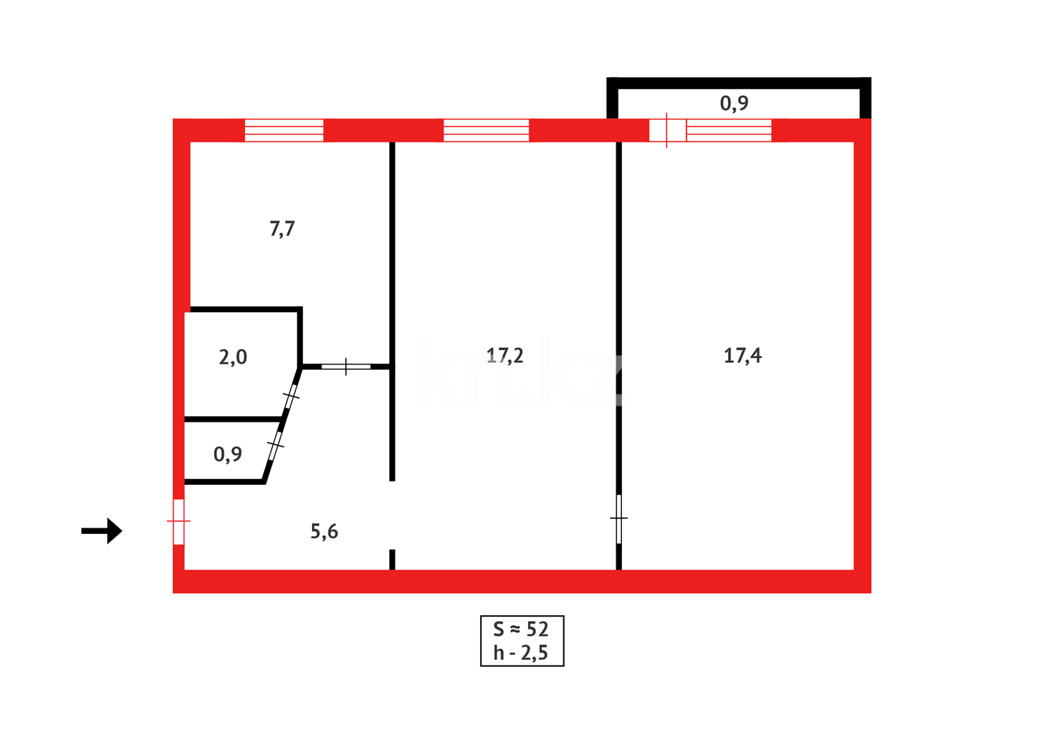 Продажа 2-комнатной квартиры, 51 м² в Караганде - фото 12