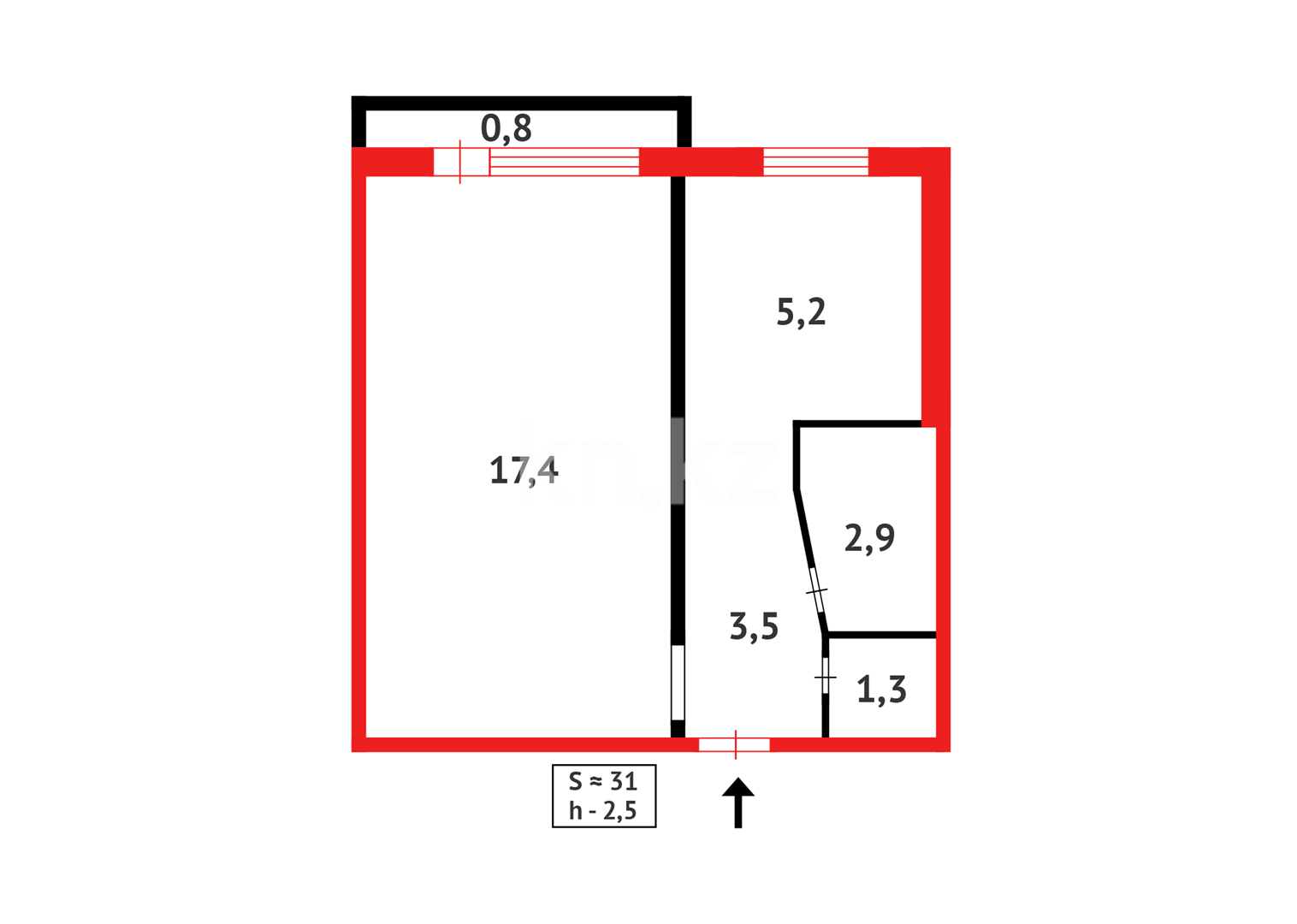 Продажа 1-комнатной квартиры, 31 м² в Темиртау - фото 9