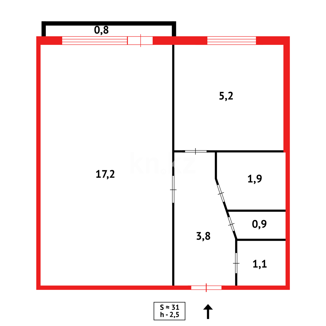Продажа 1-комнатной квартиры, 31 м² в Темиртау - фото 10