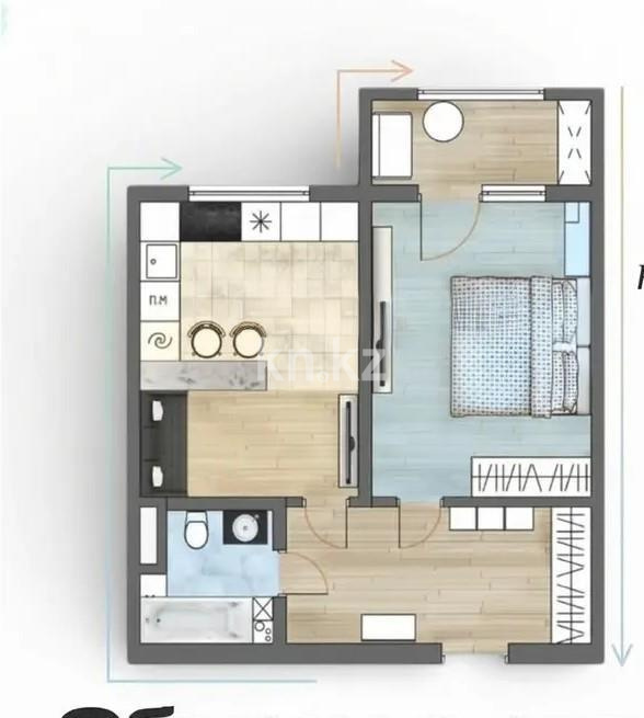 Продажа 1-комнатной квартиры, 46 м², ул. 37-я, дом  117 стр в Алматы
