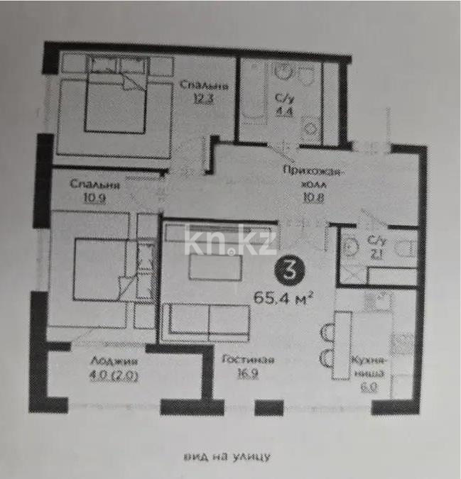 Продажа 3-комнатной квартиры, 63.4 м² в Астане