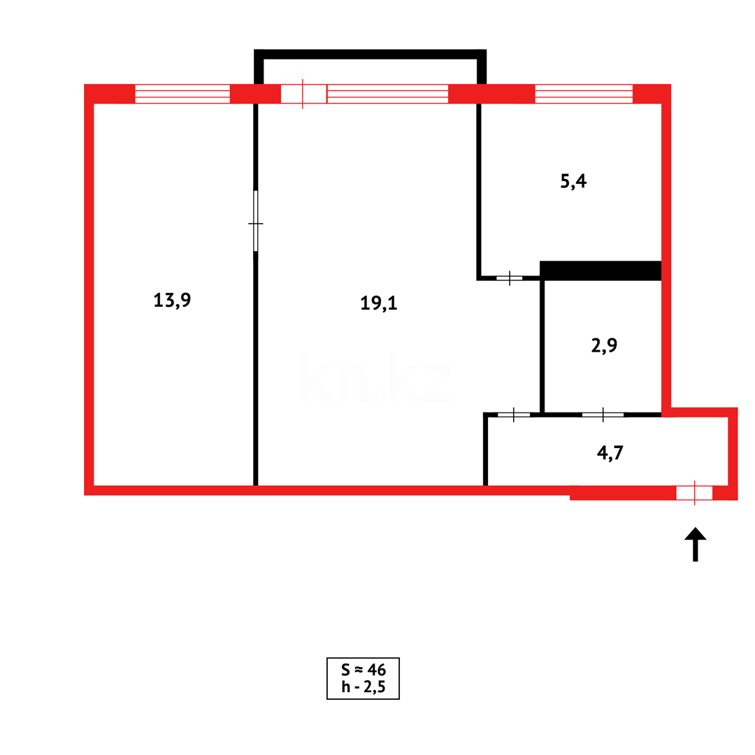 Продажа 2-комнатной квартиры, 46 м², мкр-н 12 в Караганде - фото 7