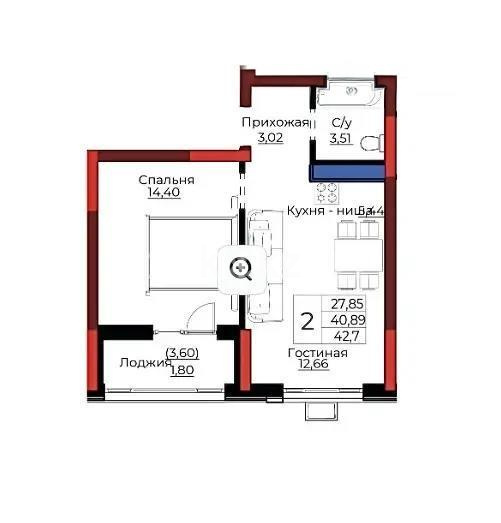 Продажа 1-комнатной квартиры, 42.54 м², ул. Е-908, дом  24 в Астане