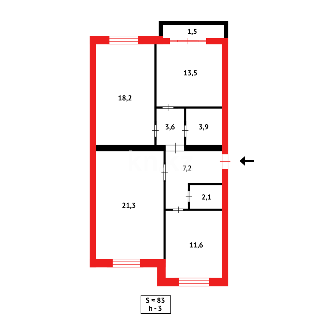 Продажа 3-комнатной квартиры, 82 м² в Караганде - фото 29