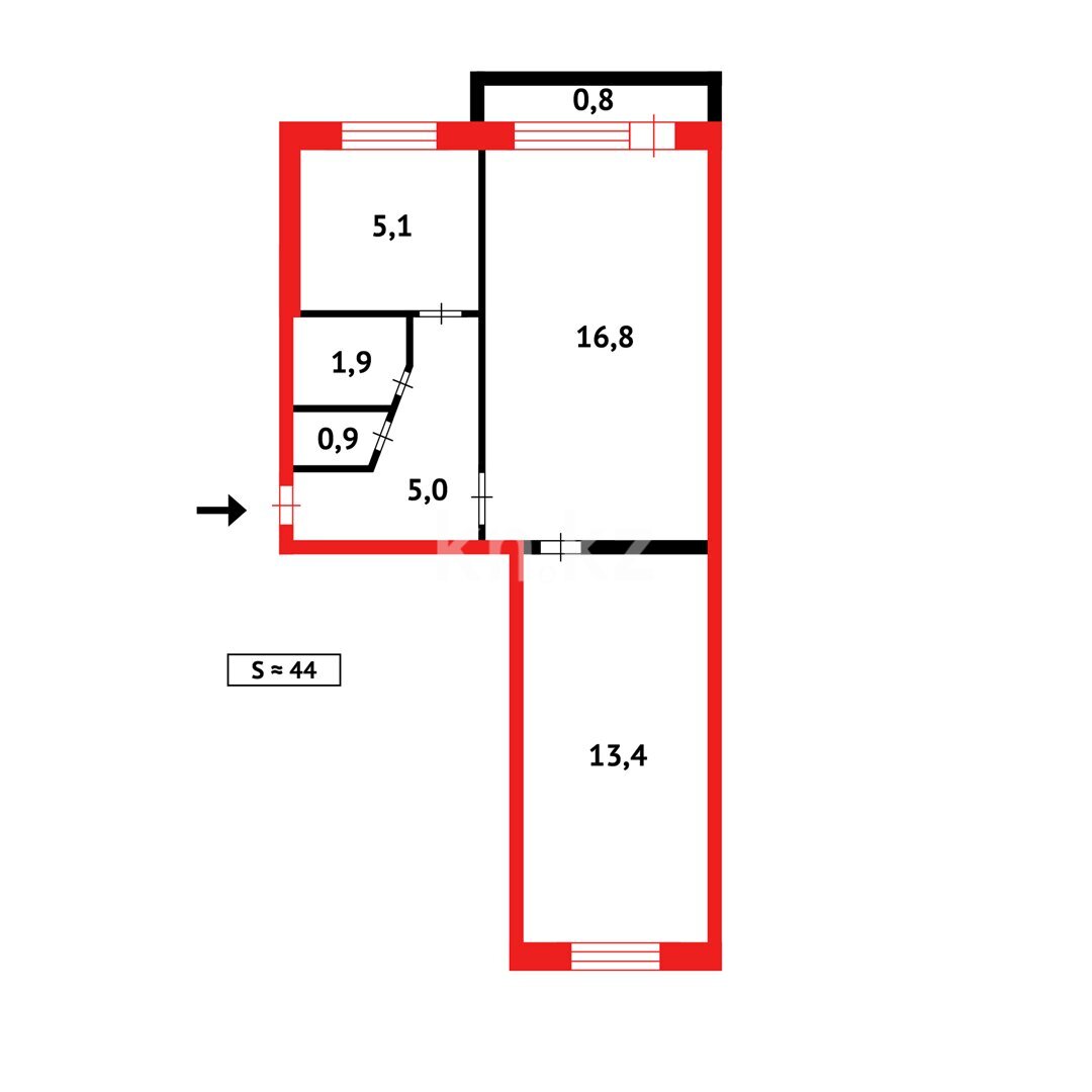 Продажа 2-комнатной квартиры, 44 м² в Темиртау - фото 11