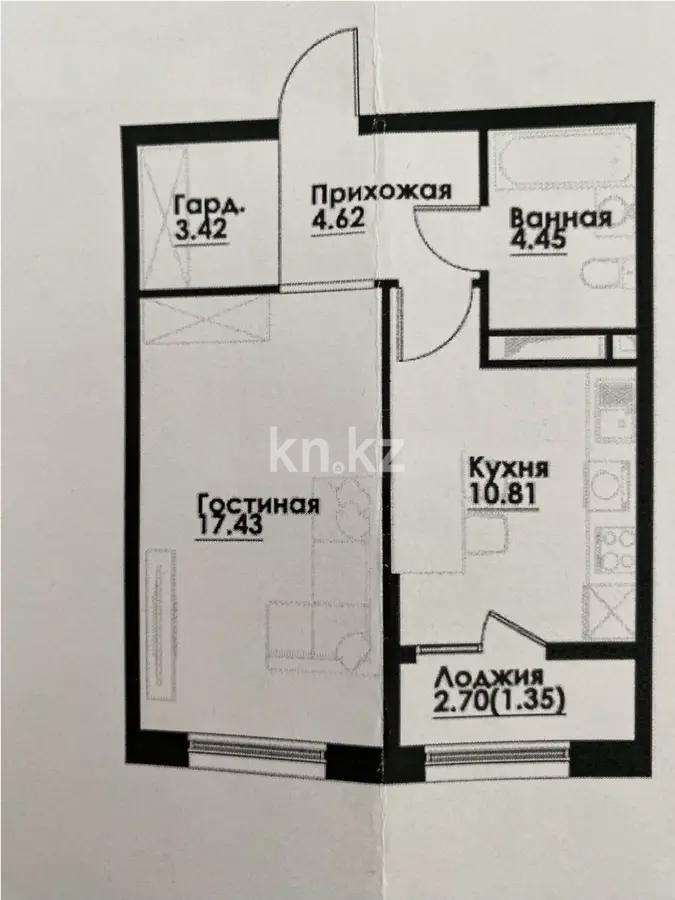 Продажа 1-комнатной квартиры, 42.5 м² в Алматы