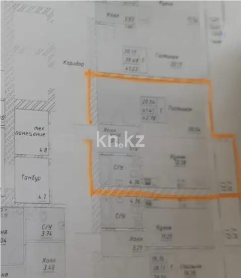 Продажа 1-комнатной квартиры, 42.78 м², ул. Тынышбайулы, дом  6 стр в Астане