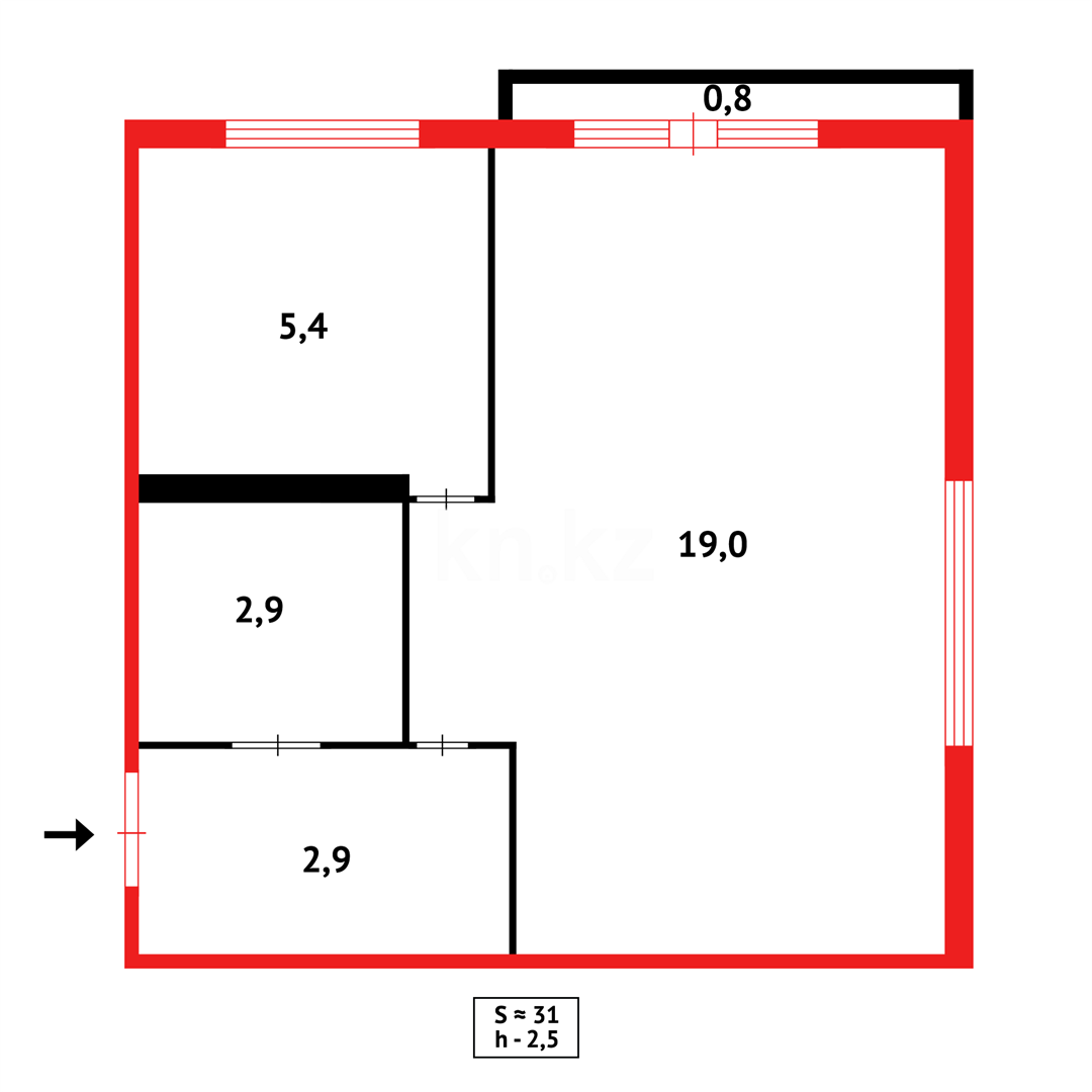Продажа 1-комнатной квартиры, 31 м² в Караганде - фото 6