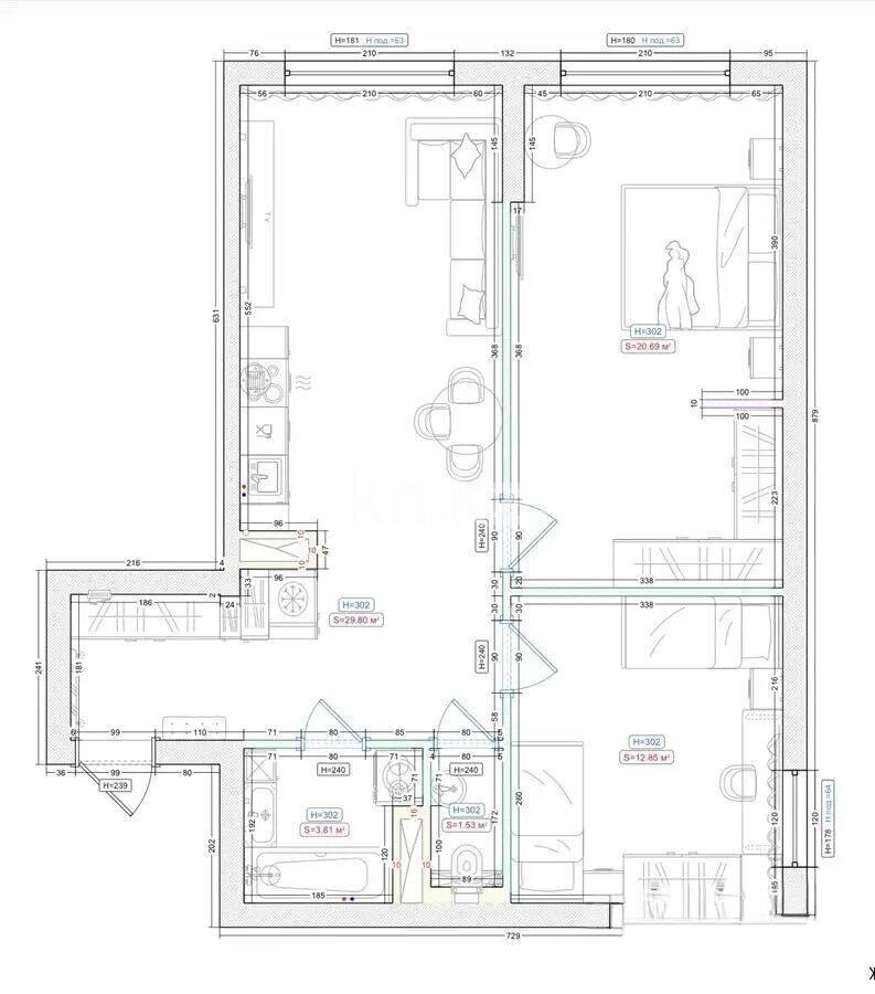 Продажа 3-комнатной квартиры, 70 м² в Алматы - фото 2