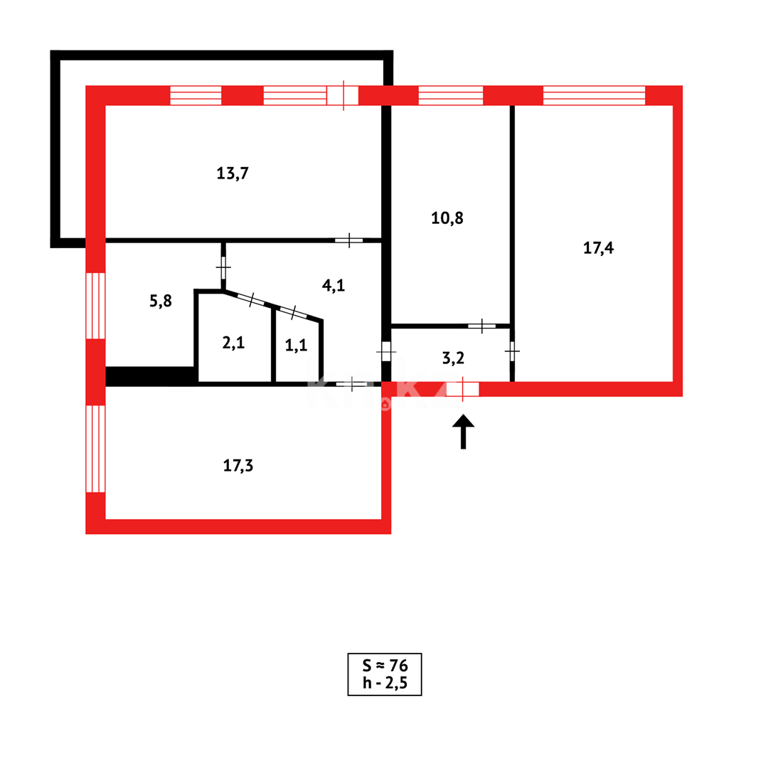 Продажа 4-комнатной квартиры, 76 м² в Караганде - фото 17