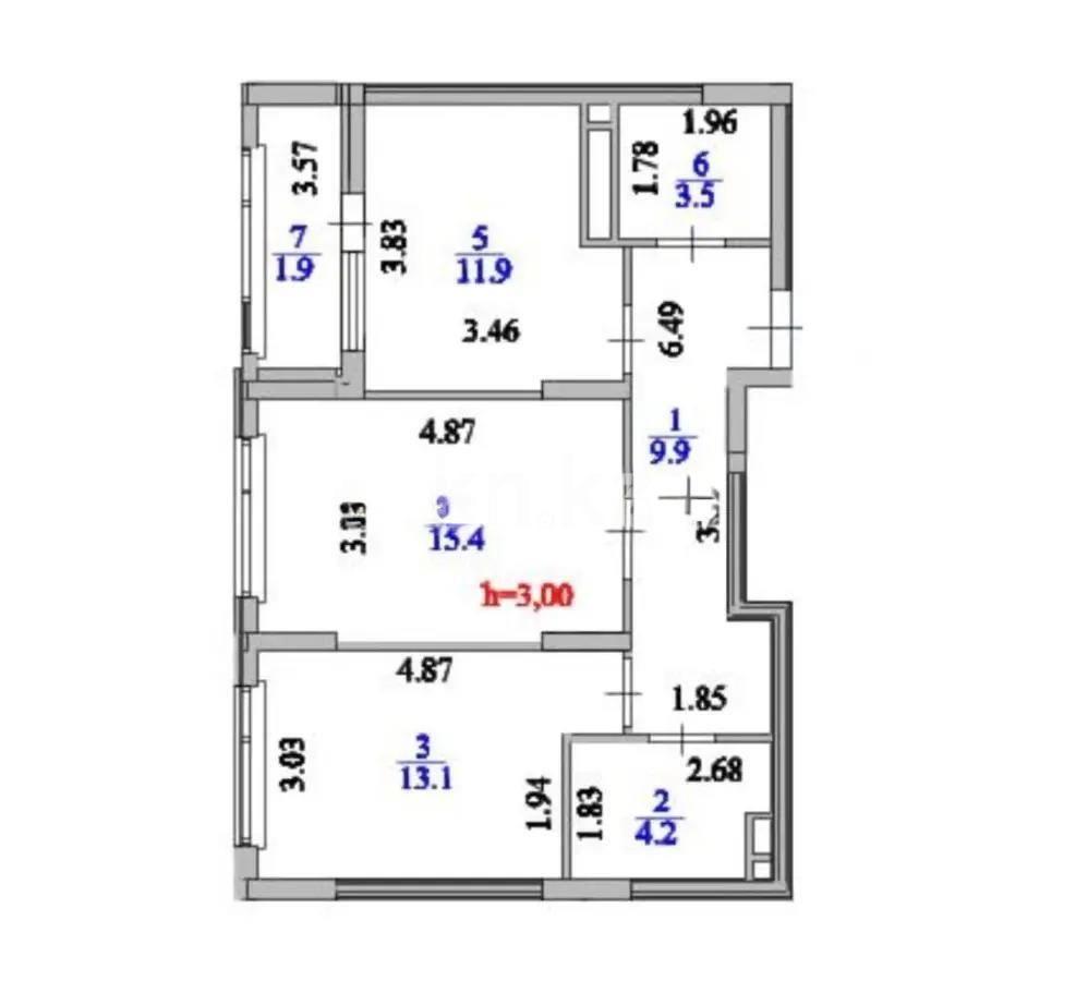 Продажа 2-комнатной квартиры, 59.9 м² в Астане
