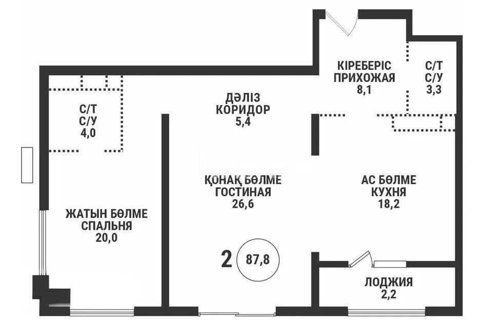 Продажа 2-комнатной квартиры, 87.8 м² в Алматы - фото 2