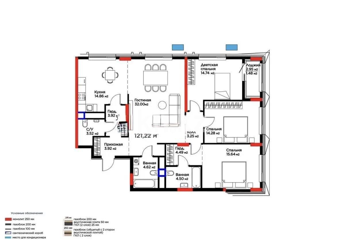 Продажа 4-комнатной квартиры, 122 м² в Астане