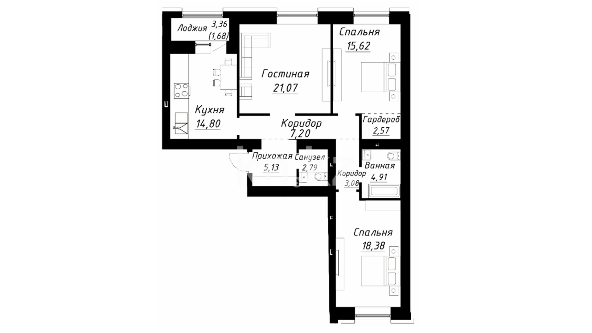 ЖК Manar, 3-комнатная, цена 64 657 950 ₸, 665 000 ₸&nbsp;/&nbsp;м²