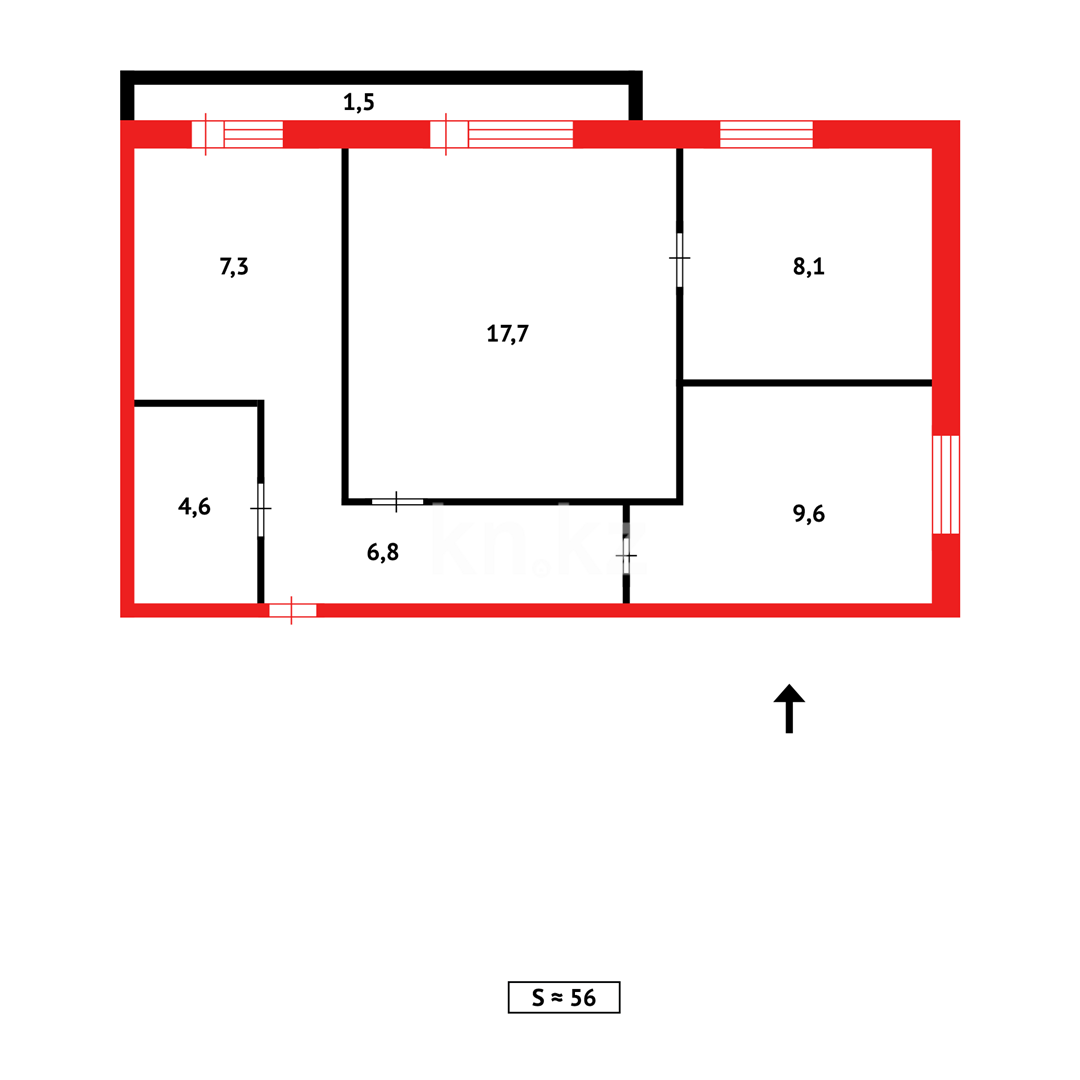 Продажа 3-комнатной квартиры, 56 м², мкр-н 7 в Темиртау - фото 12