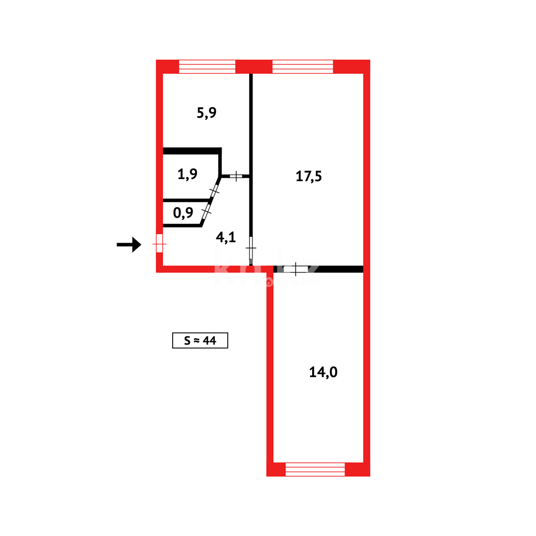 Продажа 2-комнатной квартиры, 44 м² в Караганде - фото 7