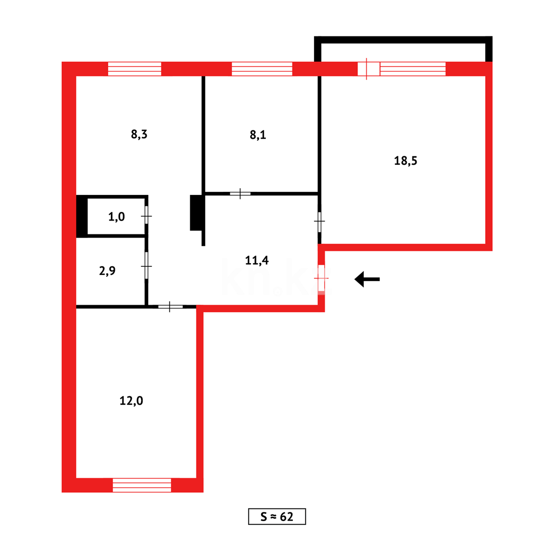 Продажа 3-комнатной квартиры, 63 м² в Темиртау - фото 12