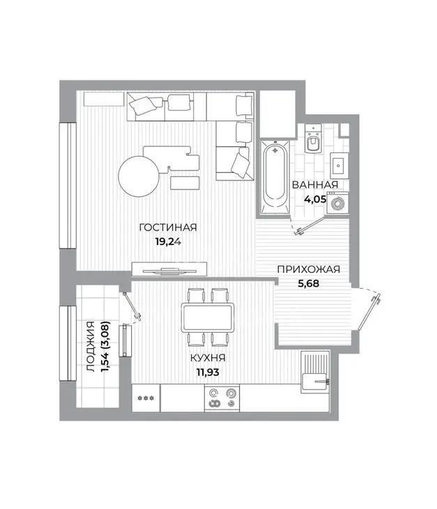 Продажа 1-комнатной квартиры, 43.1 м² в Астане