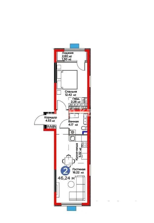 Продажа 2-комнатной квартиры, 46.24 м² в Алматы