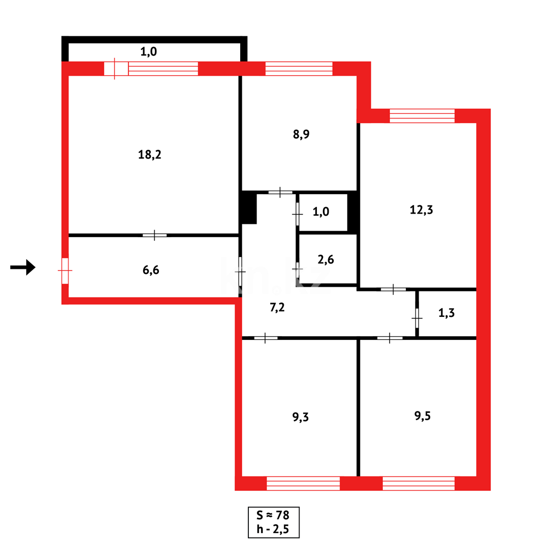 Продажа 4-комнатной квартиры, 78 м² в Караганде - фото 19