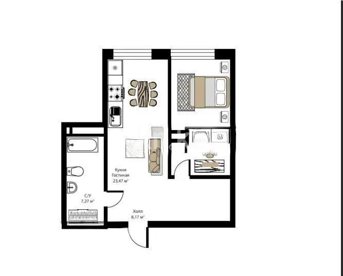 Продажа 1-комнатной квартиры, 57.5 м² в Алматы