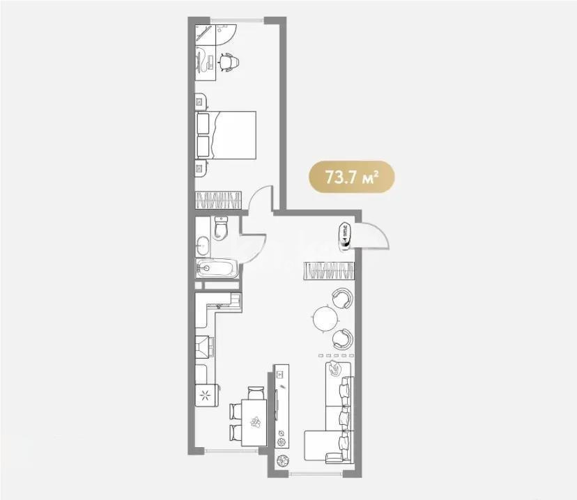Продажа 3-комнатной квартиры, 73.7 м² в Алматы