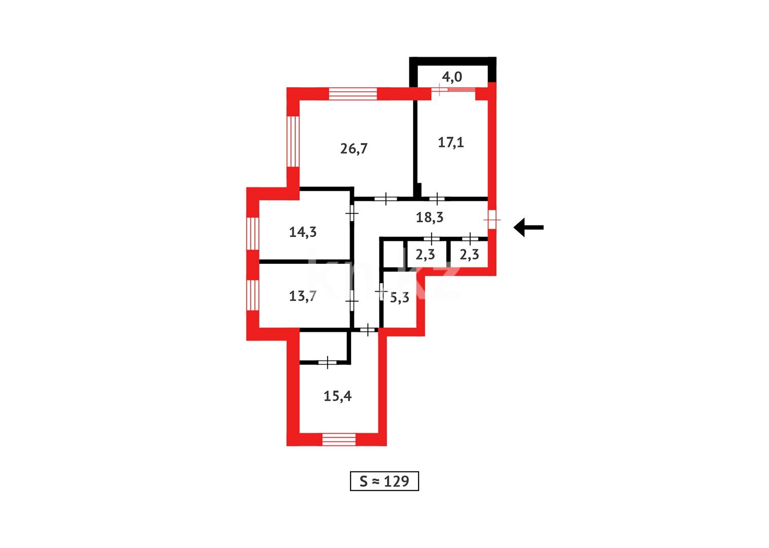 Продажа 4-комнатной квартиры, 129 м² в Караганде