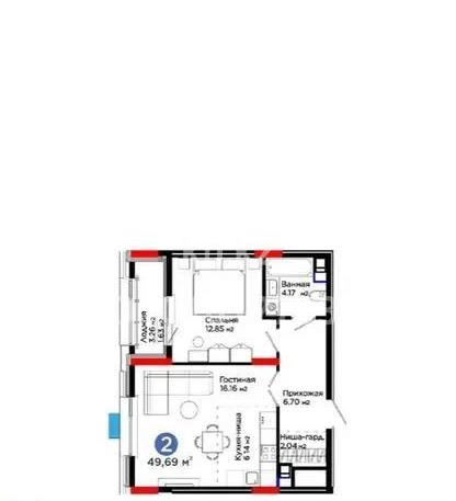 Продажа 2-комнатной квартиры, 49.69 м² в Астане - фото 3