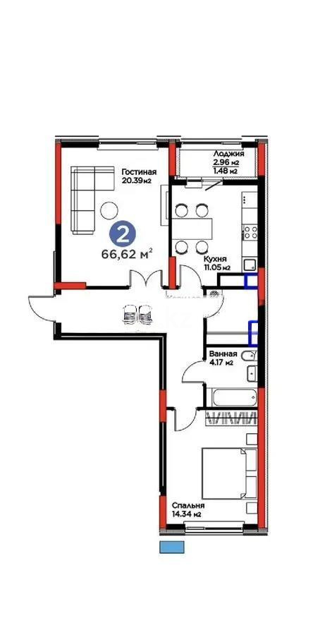 Продажа 2-комнатной квартиры, 67 м², ул. Бухар жырау, дом  33 в Астане