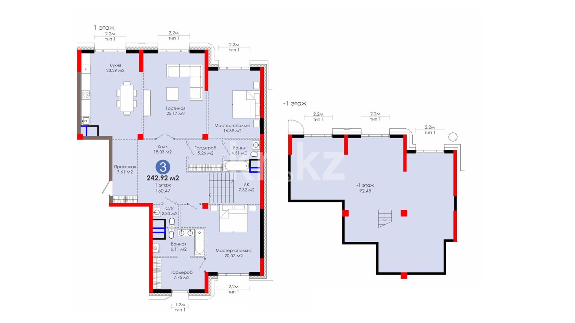 ЖК 1st by BI, 3-комнатная, цена 396 640 383 ₸, 1 632 803 ₸&nbsp;/&nbsp;м²