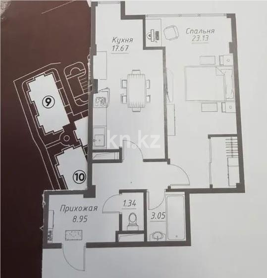 Продажа 2-комнатной квартиры, 56.7 м² в Алматы