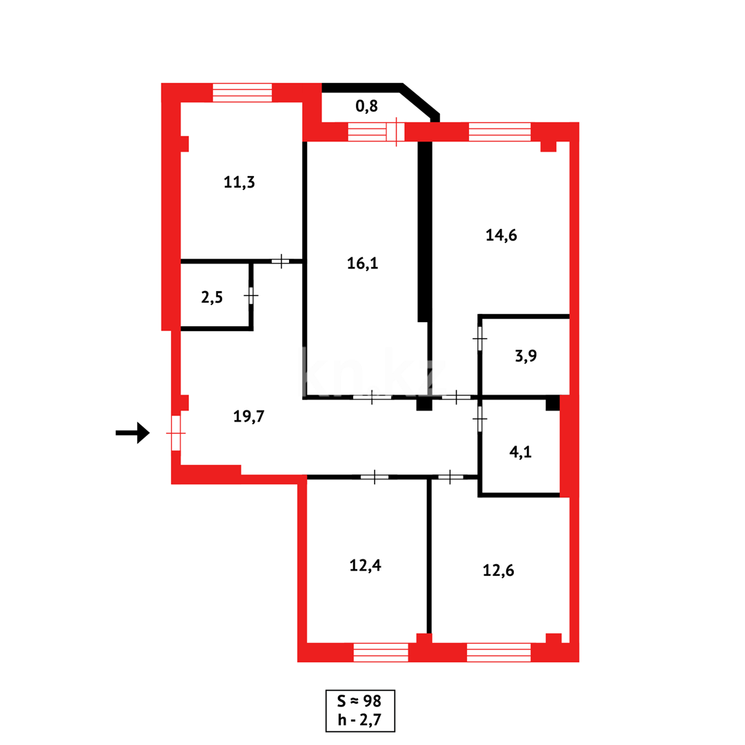 Продажа 4-комнатной квартиры, 99 м², ул. Сауран в Астане - фото 11