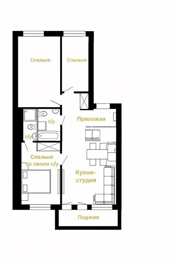 Продажа 4-комнатной квартиры, 75.6 м² в Астане