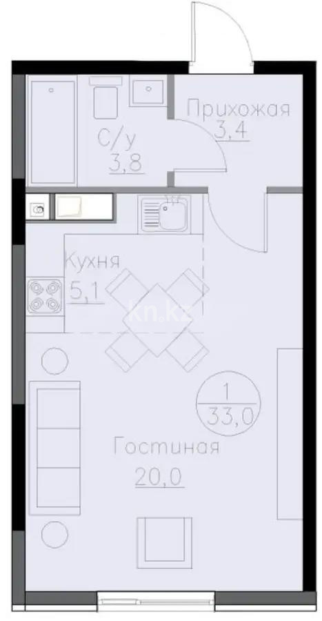 Продажа 1-комнатной квартиры, 32 м² в Алматы