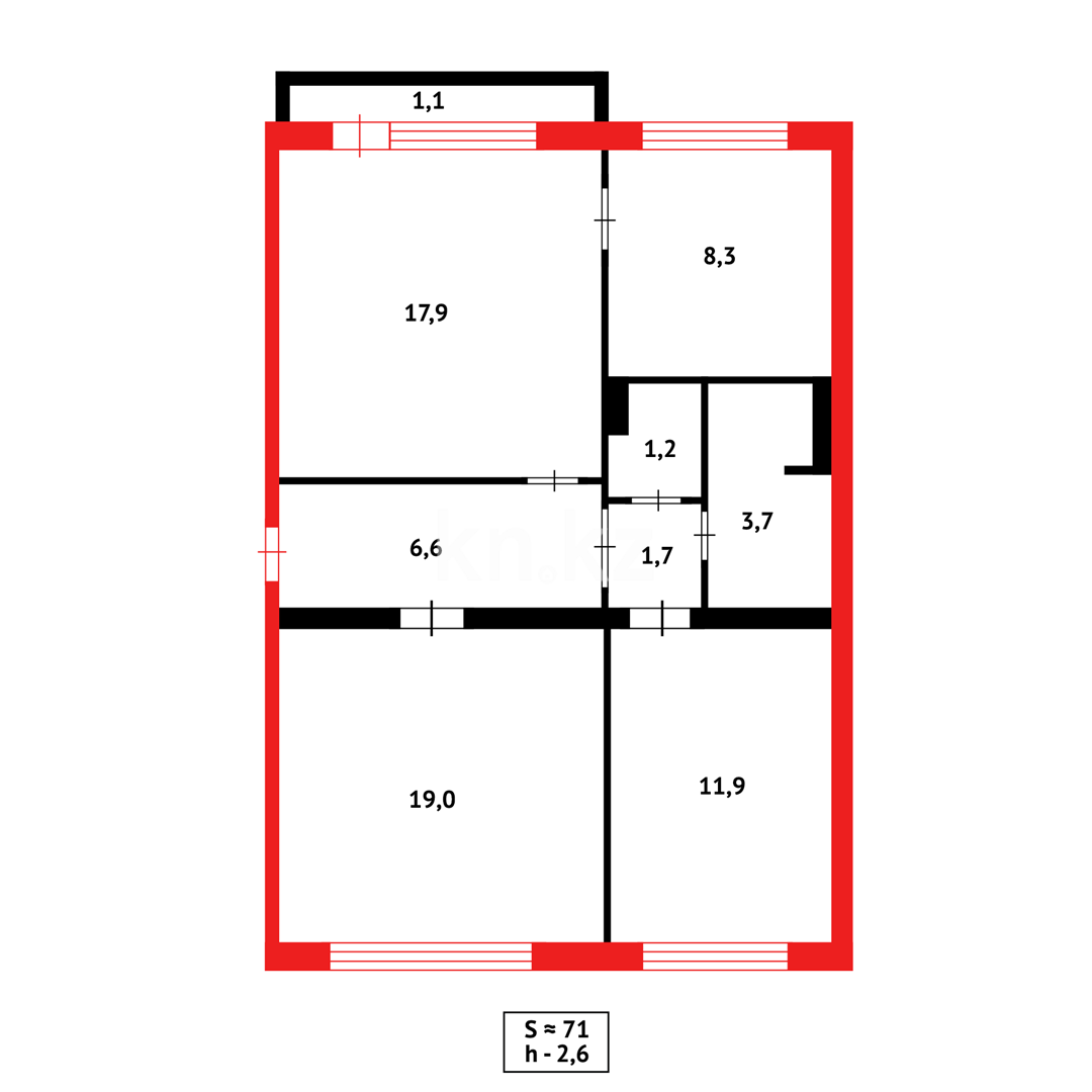 Продажа 3-комнатной квартиры, 71 м², мкр-н Степной-1 в Караганде - фото 11