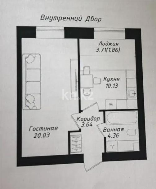 Продажа 1-комнатной квартиры, 40.2 м² в Астане