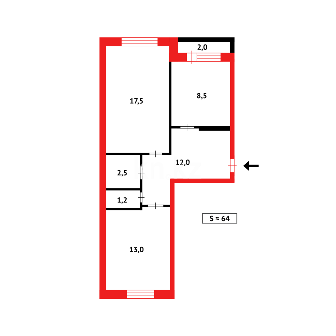 Продажа 2-комнатной квартиры, 56 м² в Темиртау - фото 19