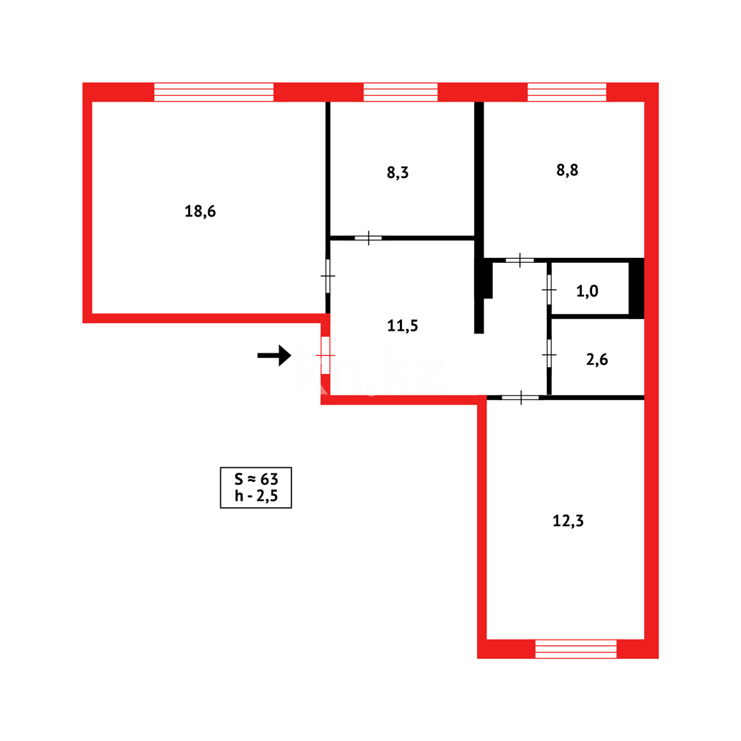 Продажа 3-комнатной квартиры, 63 м² в Караганде - фото 12