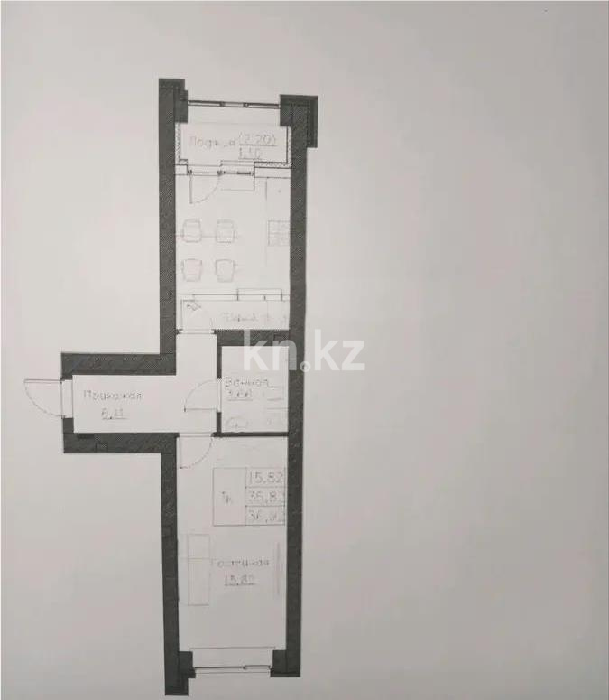 Продажа 1-комнатной квартиры, 36.92 м², ул. Нажимеденова, дом  52б в Астане