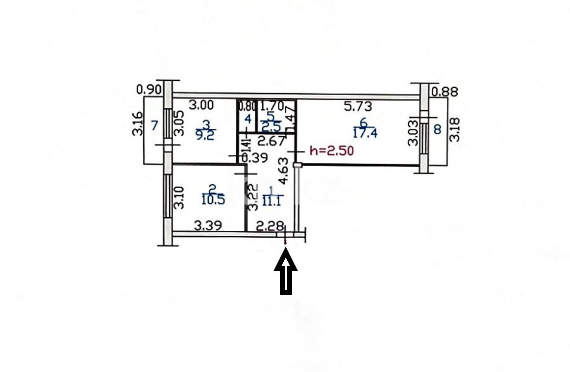 Продажа 2-комнатной квартиры, 53.6 м², ул. Космическая, дом  12/2 в Усть-Каменогорске - фото 15