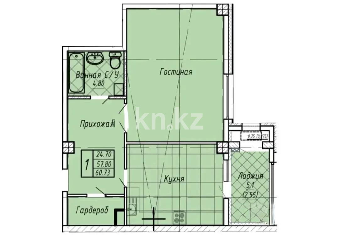 Продажа 2-комнатной квартиры, 60 м², ул. Майлина, дом  6б в Астане - фото 4
