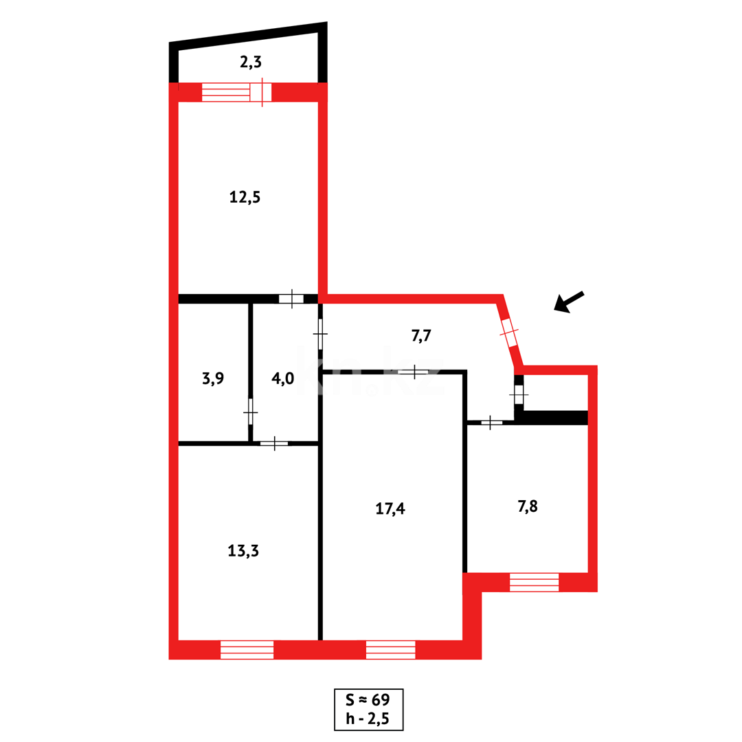 Продажа 3-комнатной квартиры, 66 м² в Темиртау - фото 10