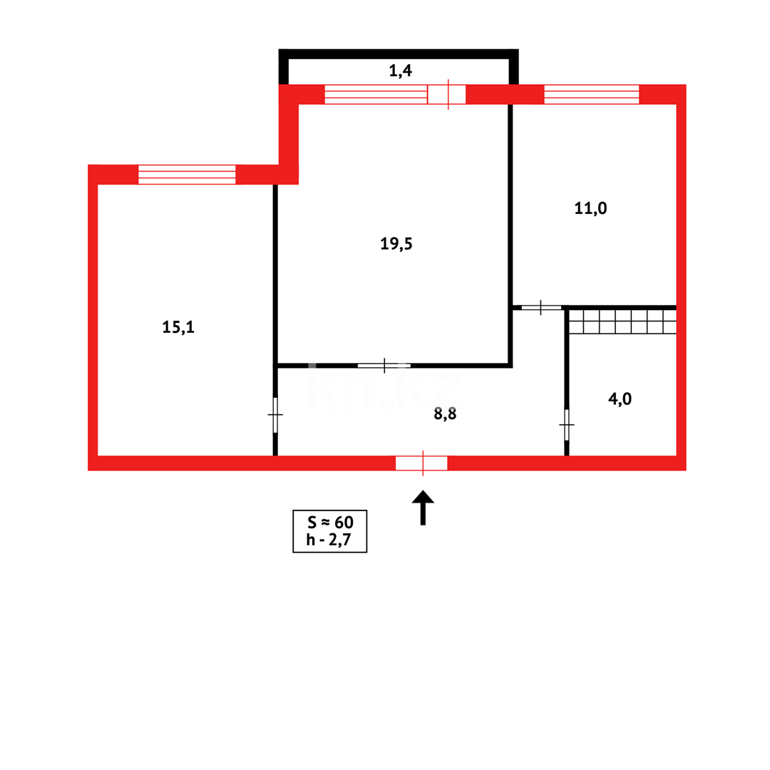 Продажа 2-комнатной квартиры, 60 м² в Караганде - фото 12